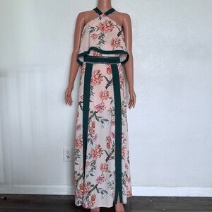Stylestalker Floral & Green Halter Maxi Dress size M
